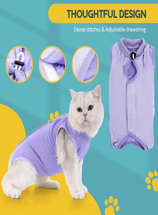 Avont Cat Recovery Suit - Kitten Onesie for Cats After Surgery, Cone of Shame Alternative Surgical Spay Suit for Female Cat, Post-Surgery or Skin Diseases Protection -Purple(M) - Image 4